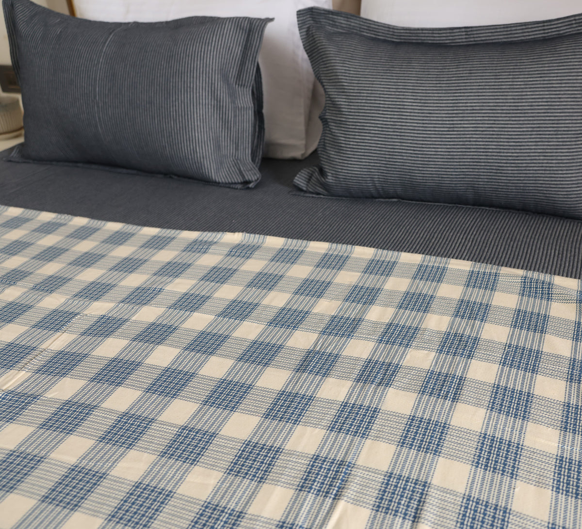 Blue checks 100% cotton single bed Dohar