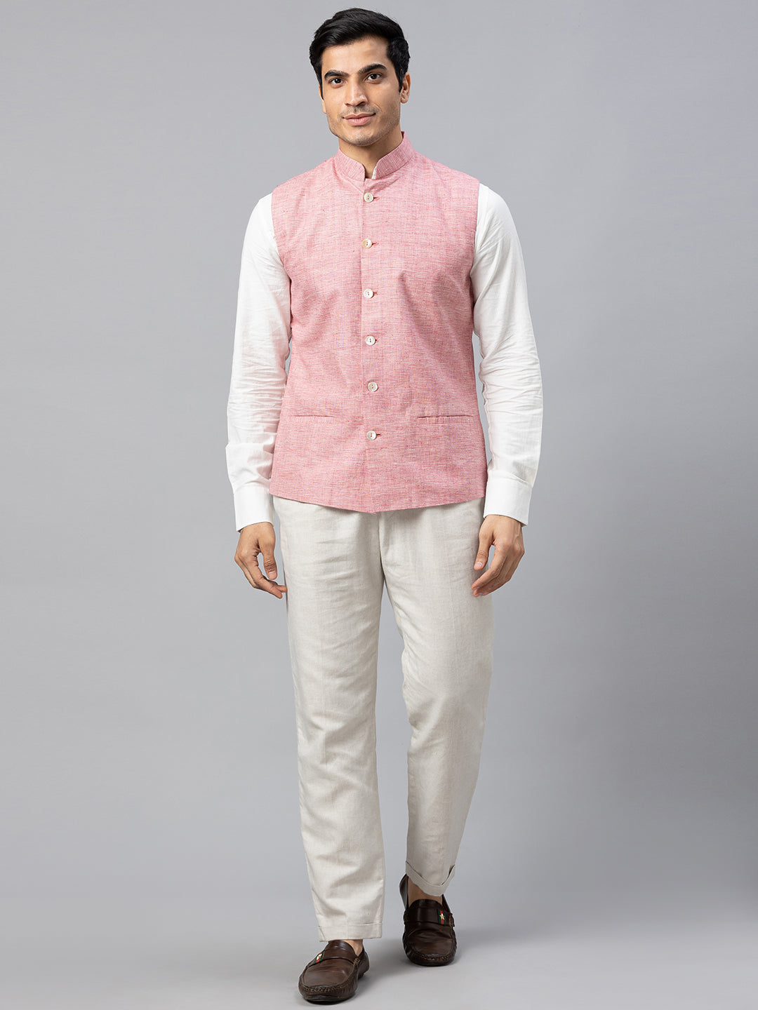 Wintage Men's Tailored Fit Party/Festive Indian Nehru Jacket Vest Waistcoat  : Beige