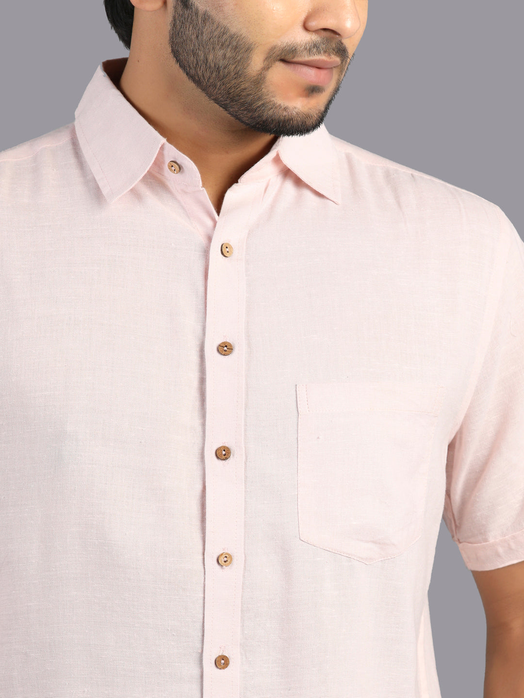 Eco Khadi Cotton Classic Pink Green Shirt - Eashav