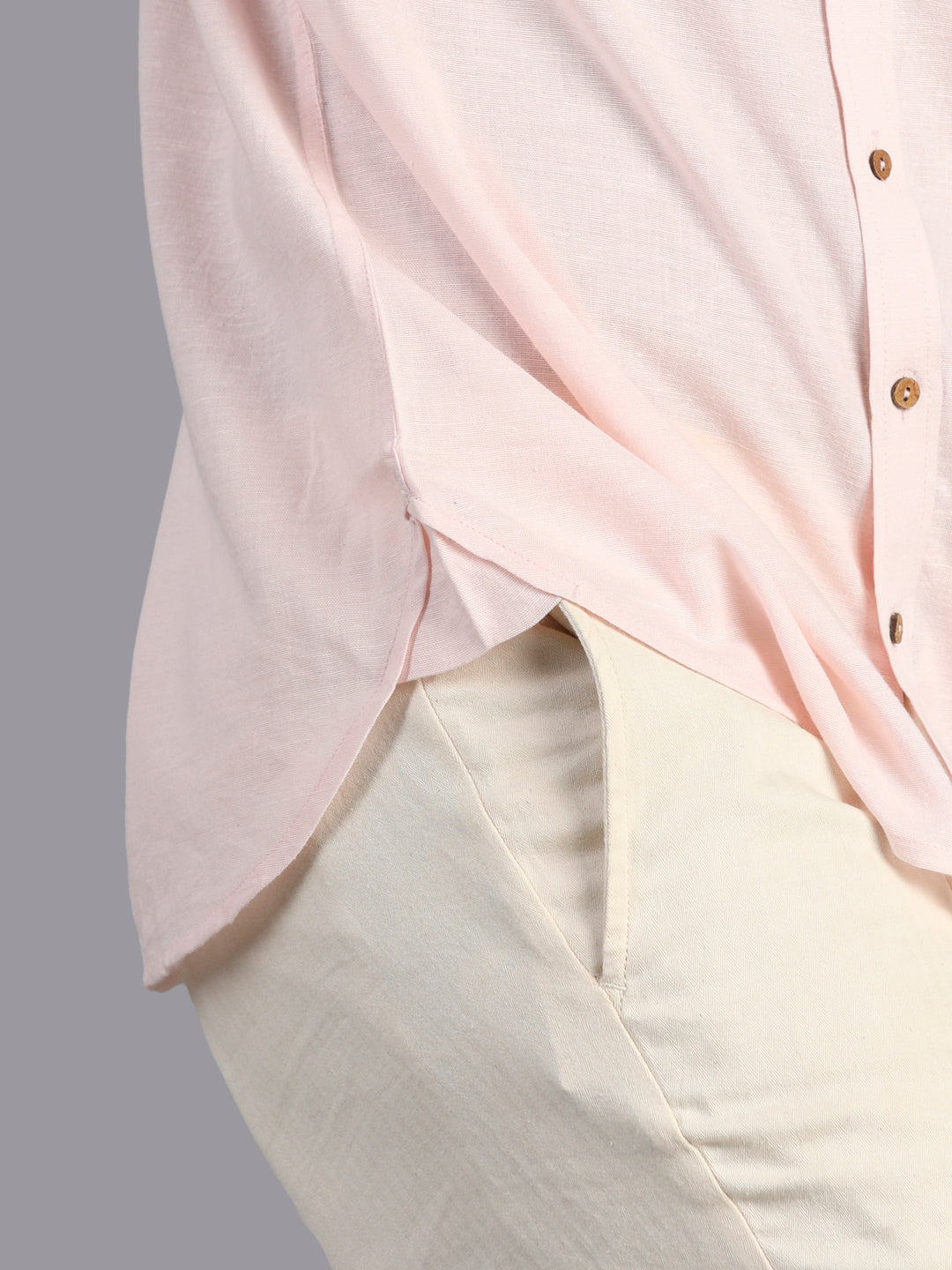 Eco Khadi Cotton Classic Pink Green Shirt - Eashav