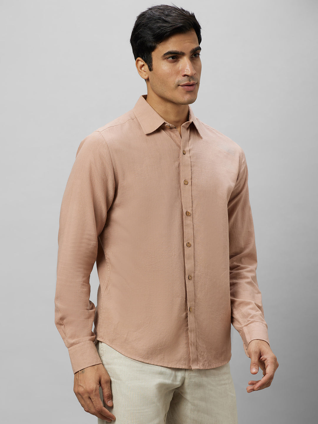 Eco Khadi Cotton Beige Classic Shirt - Jayden
