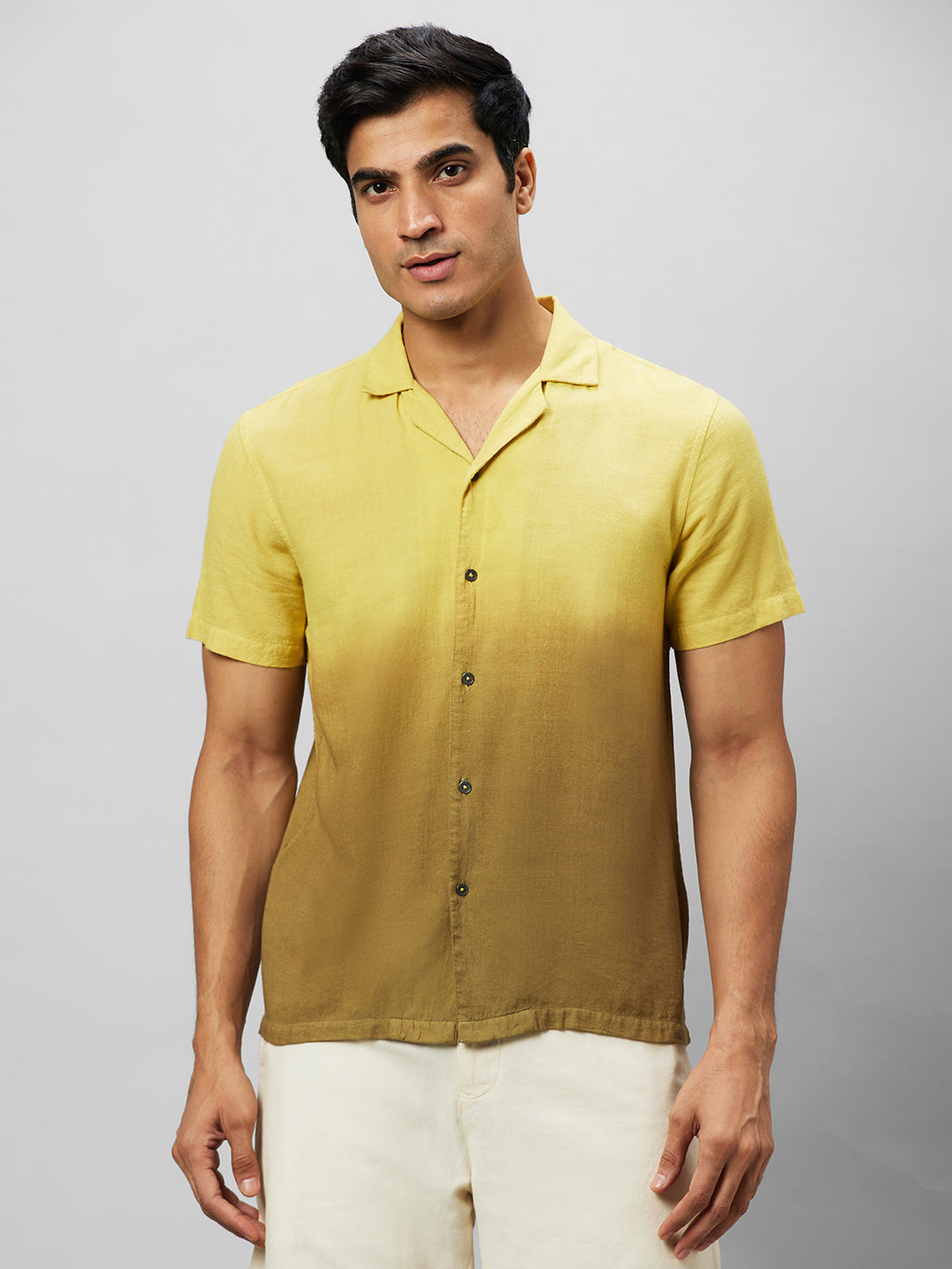 Eco Khadi Cotton Yellow/Brown ombre shirt