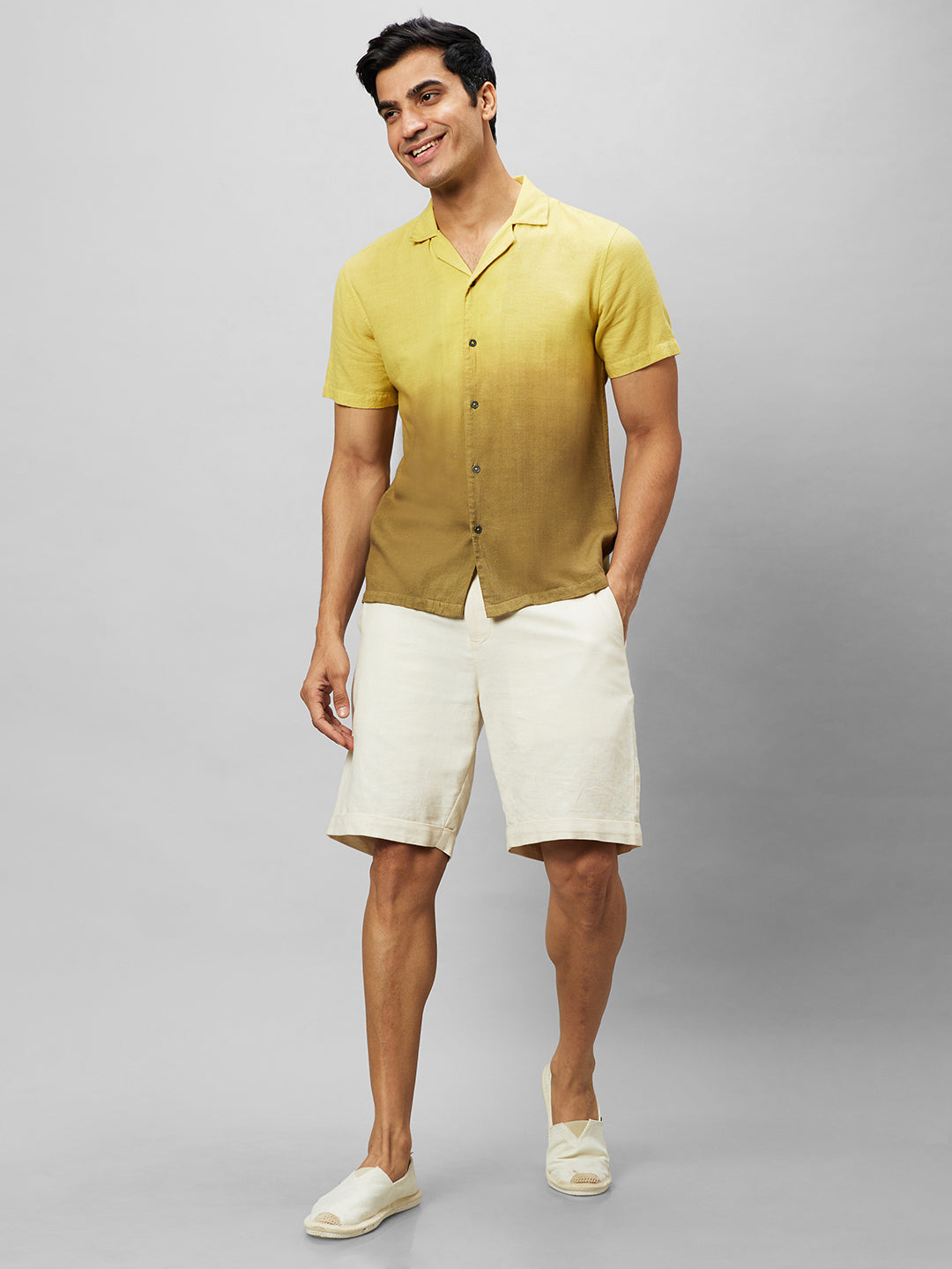 Eco Khadi Cotton Yellow/Brown ombre shirt