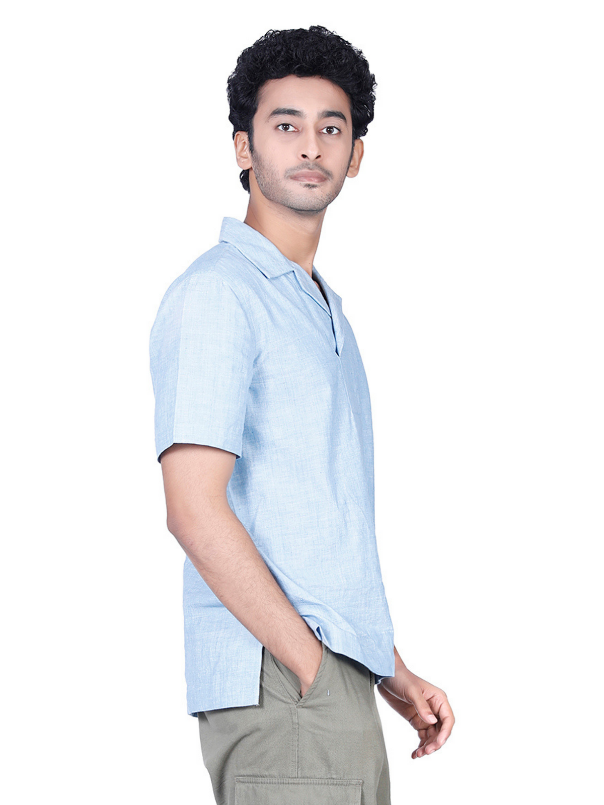 Eco Khadi Cotton Blue Shirt - Aakav