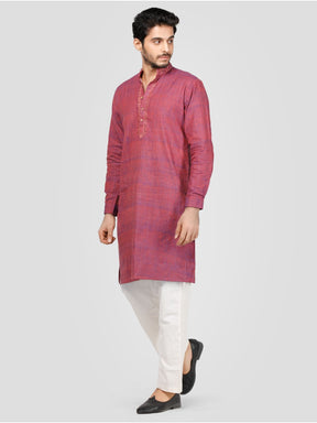 Eco Khadi Cotton Dark Pink Long Kurta - Jai