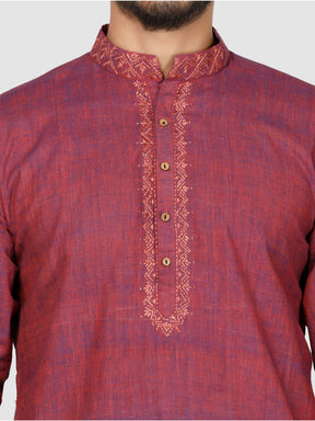 Eco Khadi Cotton Dark Pink Long Kurta - Jai