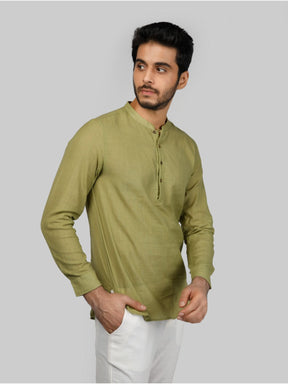 Eco Khadi Cotton Olive Green Shirt Kurta