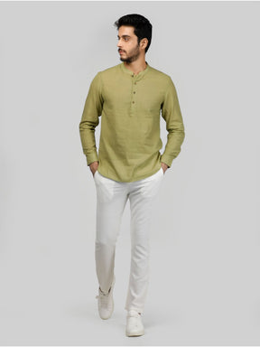 Eco Khadi Cotton Olive Green Shirt Kurta