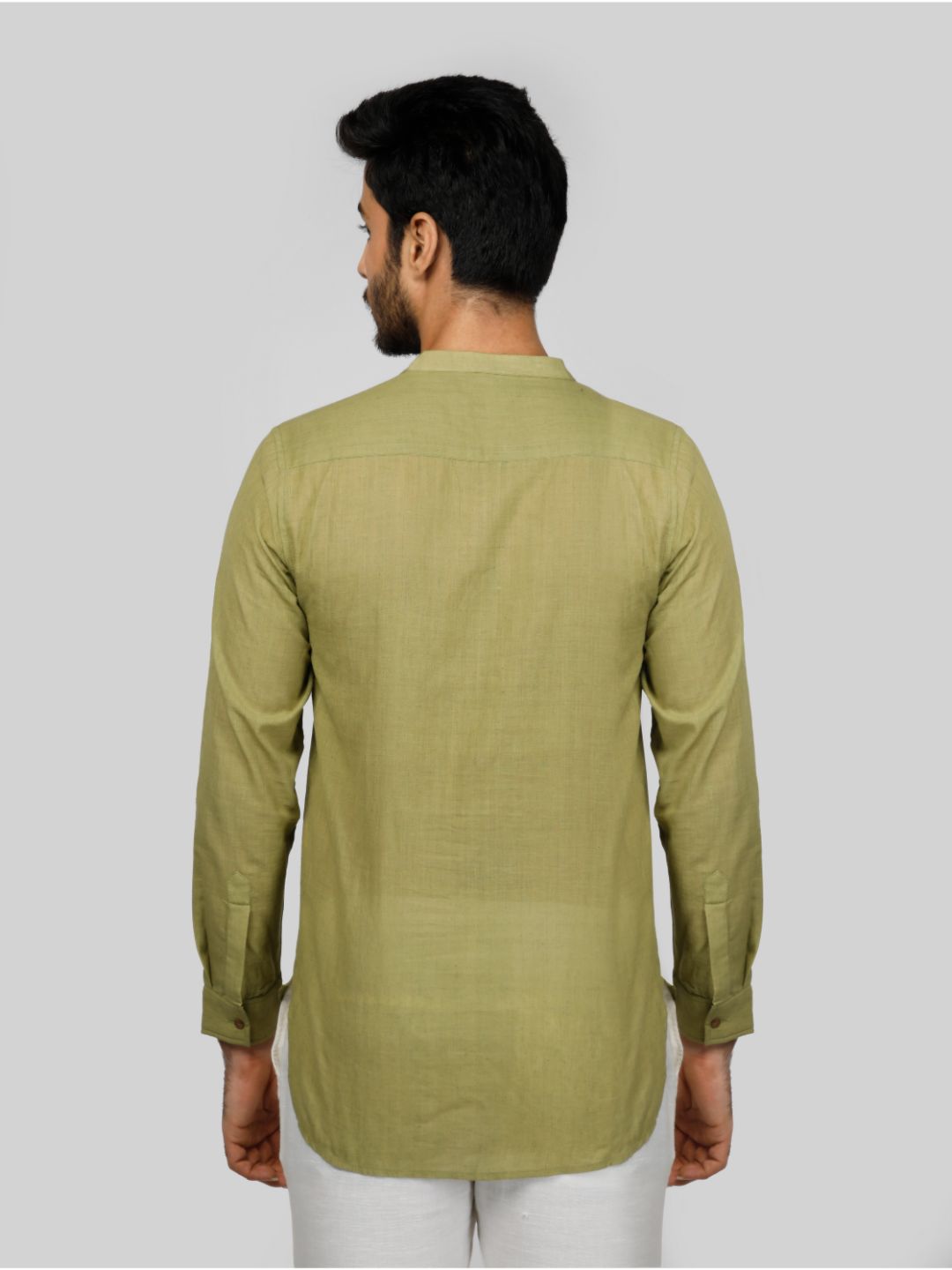 Eco Khadi Cotton Olive Green Shirt Kurta