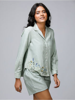 Eco Khadi Cotton Green Shirt - Eila