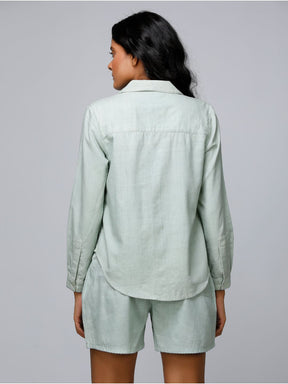 Eco Khadi Cotton Green Shirt - Eila