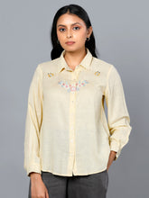 Eco Khadi Cotton Classic Embroidered Sun Yellow Shirt - Meera