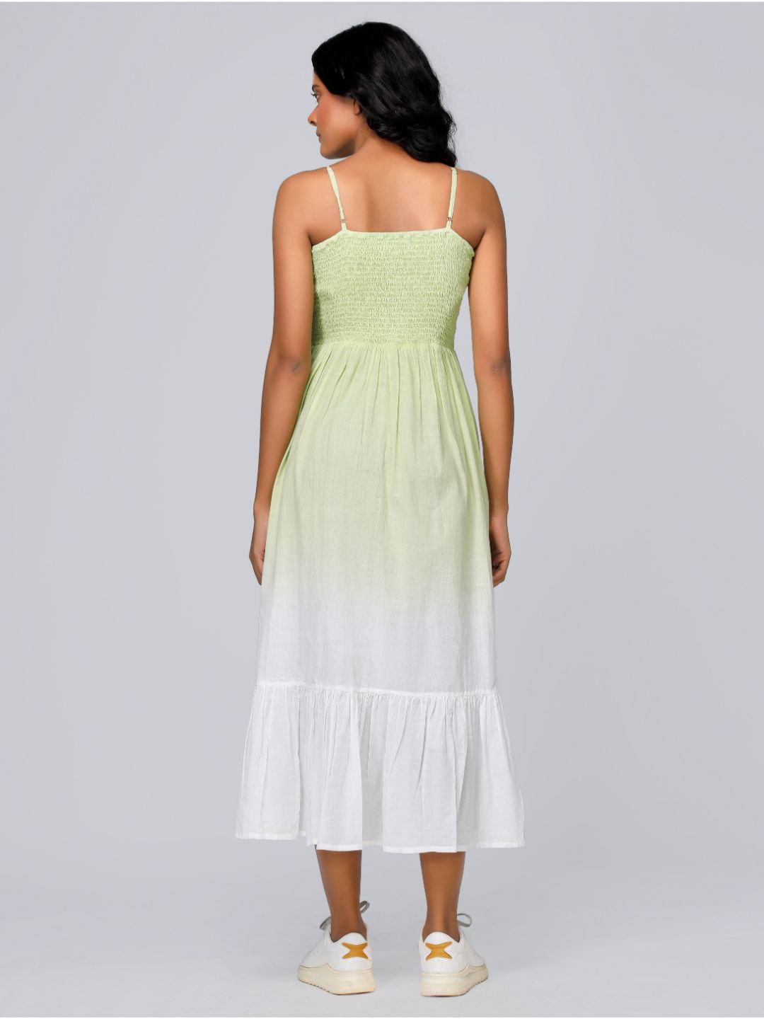 Eco Khadi Cotton Green Ombre Dress