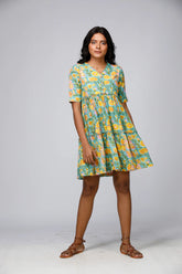 Eco Khadi Multi Block Print Dress - Bahaar