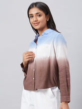 Eco Khadi Sustainable Conscious Cotton Blue Brown Ombre Classic Shirt