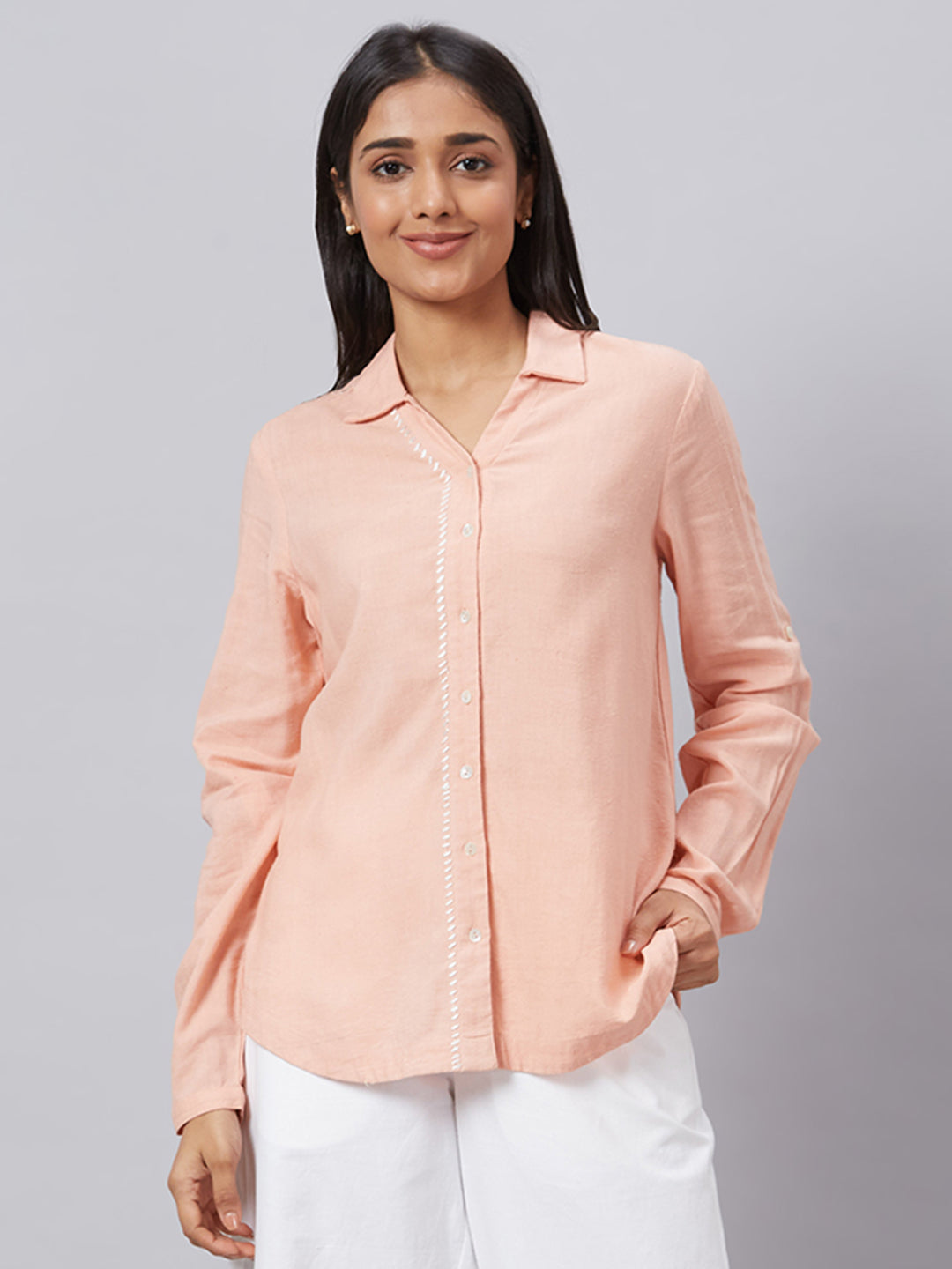 Eco Khadi Silk Winter Green Placement Embroidered Kurta - Rang 