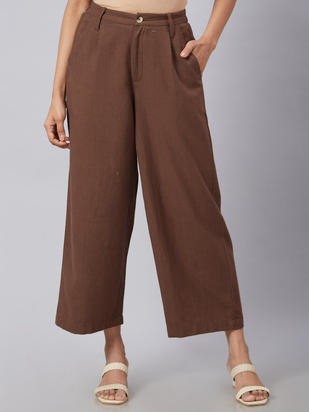 Eco Khadi Muslin Coffee Brown Classic Culotte